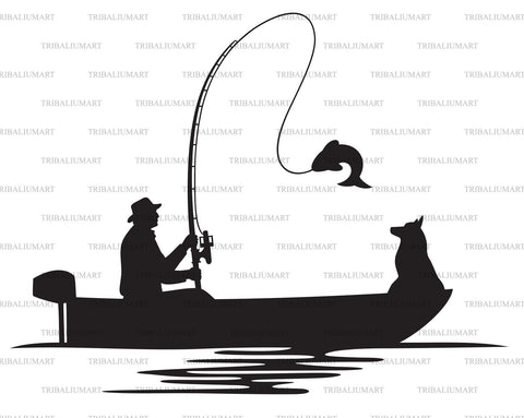 Fisherman caught a fish SVG TribaliumArtSF 