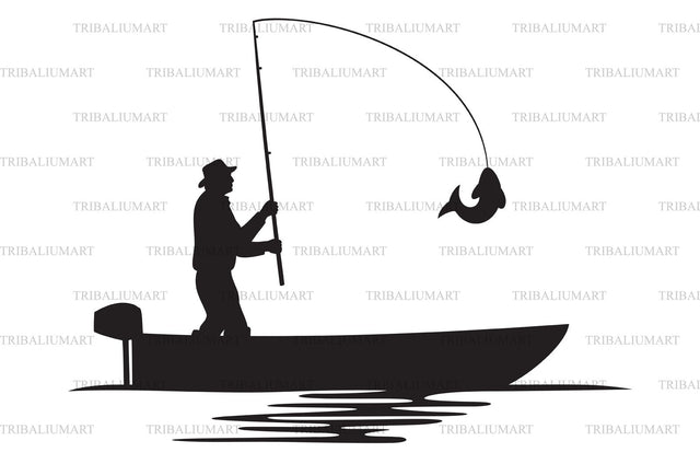Fisherman caught a fish SVG TribaliumArtSF 