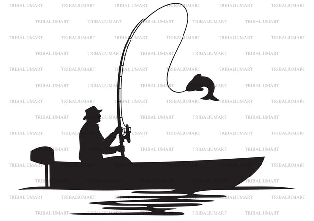 Fisherman caught a fish SVG TribaliumArtSF 