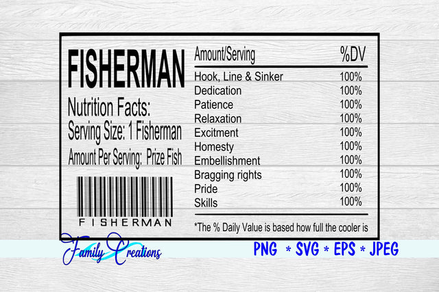 Fisherman Nutrition Label SVG Family Creations 