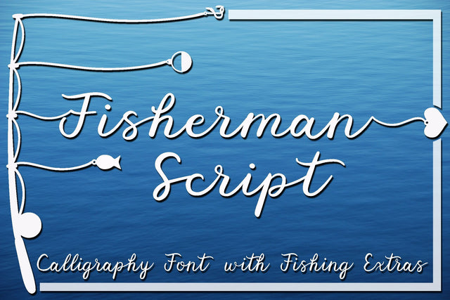 Fisherman Script - A Fun Script Font with Fishing Extras Font Laura Swanson Design 
