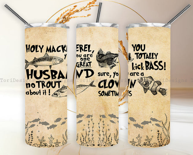 Fishing 20oz Skinny Tumbler Design Sublimation ToriDesigns 