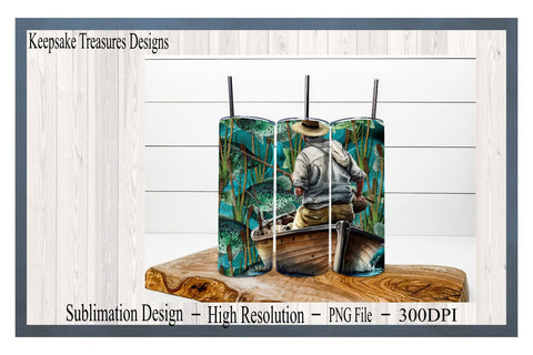 Fishing 20oz Straight Tumbler Wrap Template, Gifts for Dad, PNG for Sublimation, Digital Download, Four Different Designs Sublimation Keepsake Treasures Designs LLC. 