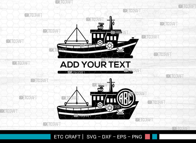 Fishing Boat Monogram SVG, Split Monogram Svg, Bass Fishing Svg, Boat Svg, Fishermen Svg, Fish Svg, Fishing Boat Svg SVG ETC Craft 