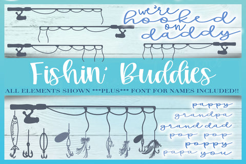 Fishing Buddies Rod Lures Bundle SVG - FONT INCLUDED! SVG Harbor Grace Designs 