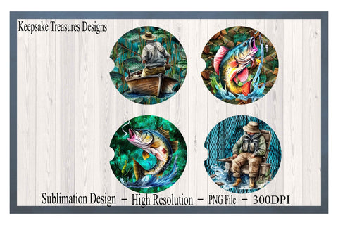 Fishing Car Coaster Templates to match our fishing tumbler set, Gifts for Dad, PNG for Sublimation, Digital Download, Printable PNG Sublimation Keepsake Treasures Designs LLC. 