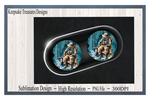 Fishing Car Coaster Templates to match our fishing tumbler set, Gifts for Dad, PNG for Sublimation, Digital Download, Printable PNG Sublimation Keepsake Treasures Designs LLC. 