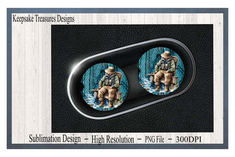 Fishing Car Coaster Templates to match our fishing tumbler set, Gifts for Dad, PNG for Sublimation, Digital Download, Printable PNG Sublimation Keepsake Treasures Designs LLC. 