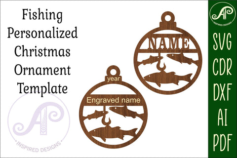 Fishing Christmas Ornament SVG laser cut SVG APInspireddesigns 