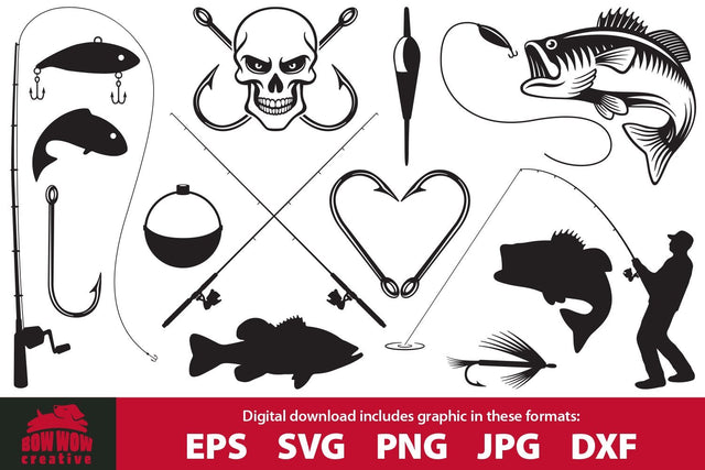 Fishing Clipart and Cutting File Bundle SVG Bow Wow Creative 