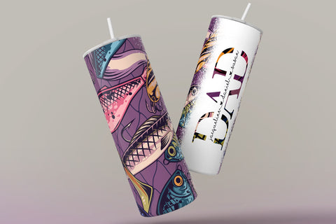 Fishing Dad Tumbler Wrap PNG, Add Kids Names, Fathers Day Tumbler, Seamless Sublimation Designs Downloads, 20 oz Skinny Tumbler Design Sublimation Syre Digital Creations 