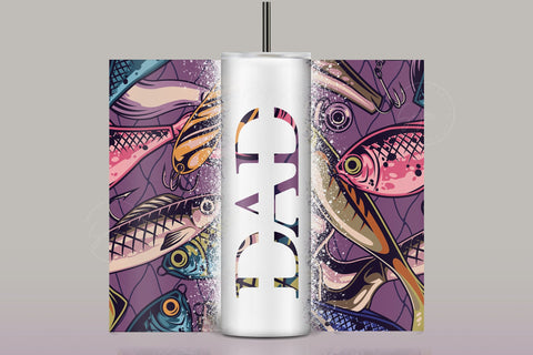 Fishing Dad Tumbler Wrap PNG, Add Kids Names, Fathers Day Tumbler, Seamless Sublimation Designs Downloads, 20 oz Skinny Tumbler Design Sublimation Syre Digital Creations 