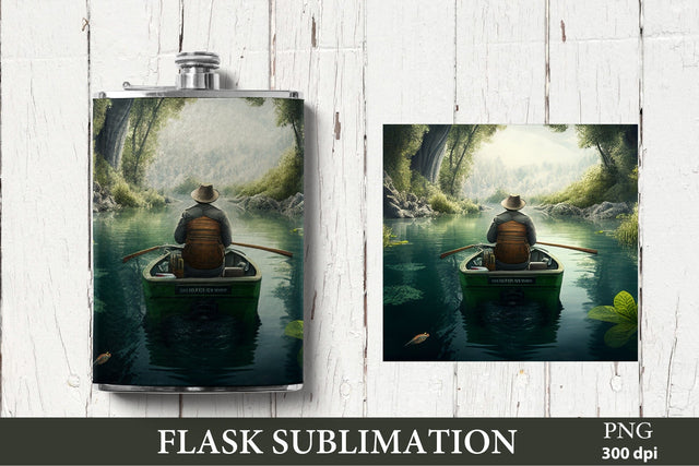 Fishing Flask Sublimation. Hip Flask Sublimation PNG Sublimation Olga Terlyanskaya 