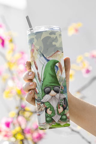 Fishing Gnome Tumbler PNG - Gift for him - 20oz Skinny Tumbler Wrap Sublimation CaldwellArt 