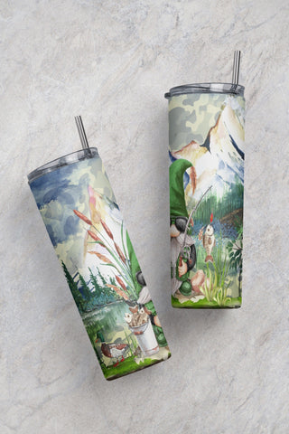 Fishing Gnome Tumbler PNG - Gift for him - 20oz Skinny Tumbler Wrap Sublimation CaldwellArt 
