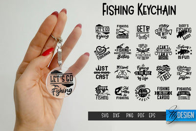 Fishing Keychain | Round Keychain Design SVG Fly Design 