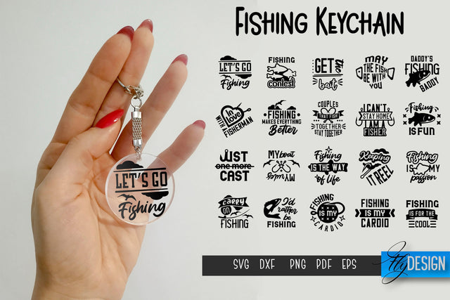 Fishing Keychain | Round Keychain Design SVG Fly Design 