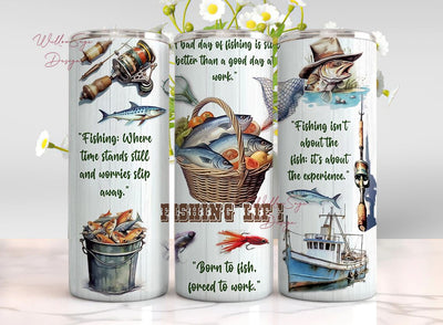 Fishing life 20oz Skinny Tumbler Sublimation Designs, fishing PNG File Digital Download, Fishing tumbler png, Fishing tumbler wrap Sublimation WillowSageDesign 