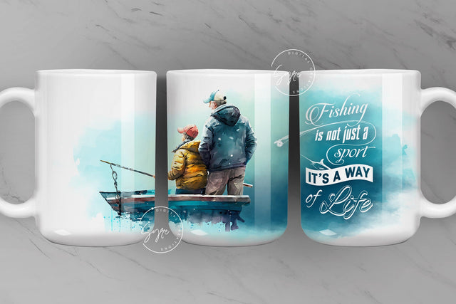 Fishing Mug Wrap PNG, Bass Fish Mug, Best Fishing Dad Ever, Fathers Day Mug, Gift for Husband Boyfriend, 15 oz and 11 oz mug template Sublimation Syre Digital Creations 