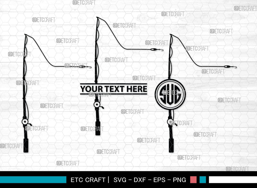 Font Fishing Rods Fishing Rod Monogram, Fishing Rod Silhouette, Fishing Rod SVG, Fishing ...
