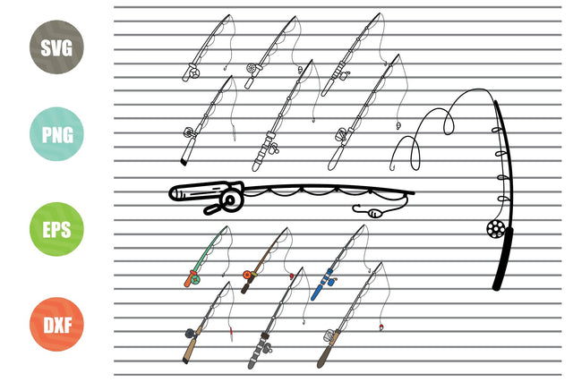Fishing Rod Silhouette SVG, Fishing Rod Svg, Fishing rod clipart, Fishing Pole Svg, Fishing Hook Svg, fishing cricut, Png, SVG, EPS,Dxf SVG Artstoredigital 