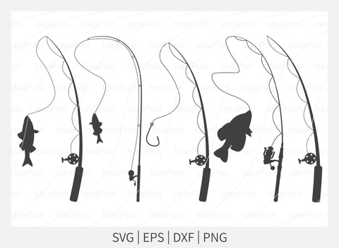 Fishing Rod Silhouette SVG, Fishing Rod Svg, Fishing rod clipart, Fishing Pole Svg, Fishing Hook Svg, fishing cricut, Png, SVG, EPS,Dxf SVG Dinvect 