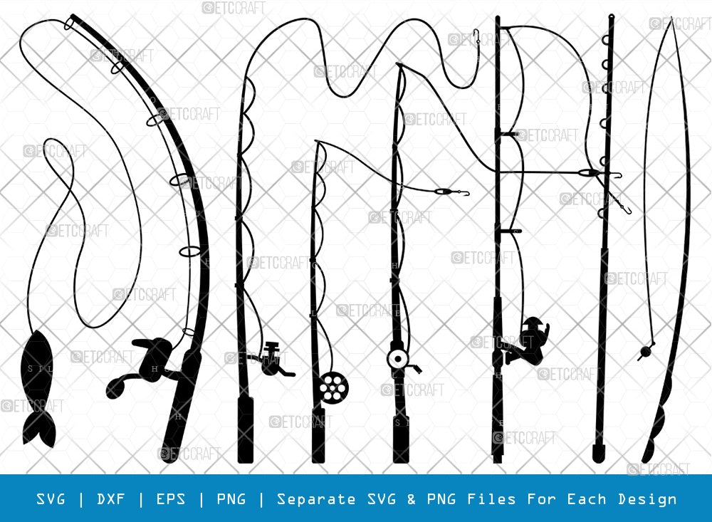 Fishing Rod SVG Cut Files, Fishing Rod Silhouette, Fishing Svg, Fishing  Pole Svg, Spinning Rods Svg, Fishing Hook Svg