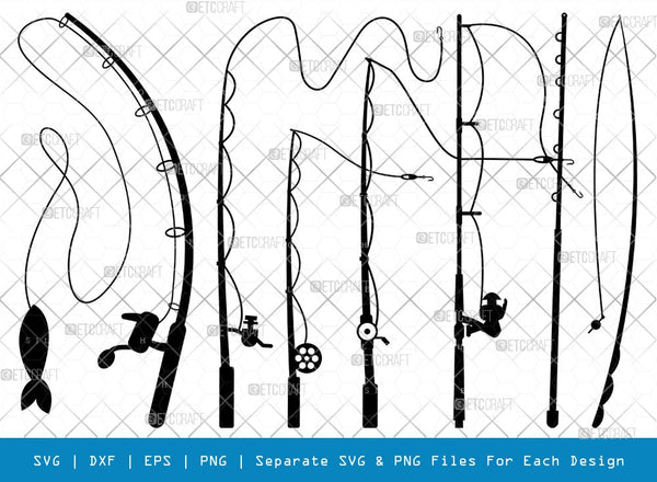 curved fishing pole silhouette Rod SVG Cut Files | Fishing Rod | Fishing Svg | Fishing Svg | Spinning Rods Svg | Fishing Hook Svg | Fishing Rod Bundle All Metal Decor Treating And Beating Angler's cutting machine compatible) Size:SW132H - (1/32oz.)