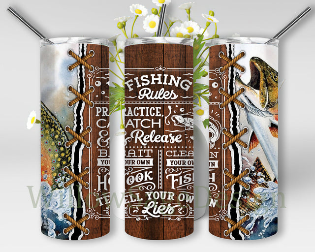 Fishing Rules Wood Tumbler Png, Fishing 20oz Tumbler Wrap, Fishing Hunting Design Tumbler, Fishing Sublimation Design for Straight, Digital Download Sublimation WillowSageDesign 