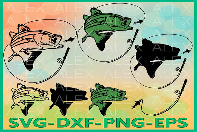 Fishing Silhouettes SVG Files, Bass fishing SVG AlexSVGStudio 