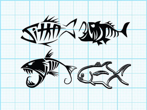 Fishing Skelton Body SVG Johan Ru designs 