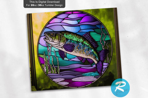 Fishing Stained Glass 20 oz / 30 oz Tumbler PNG Sublimation Regulrcrative 