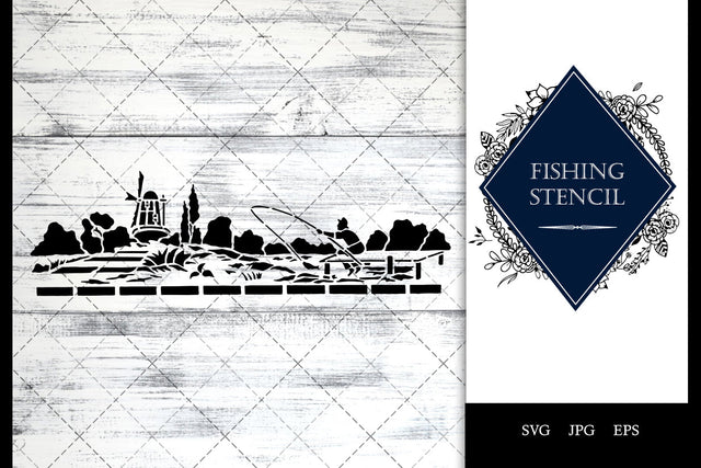 Fishing Stencil Vector SVG SVG Loveleen Kaur 