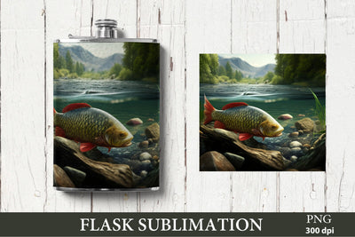 Fishing Sublimation PNG. 6 OZ Flask PNG Sublimation Olga Terlyanskaya 