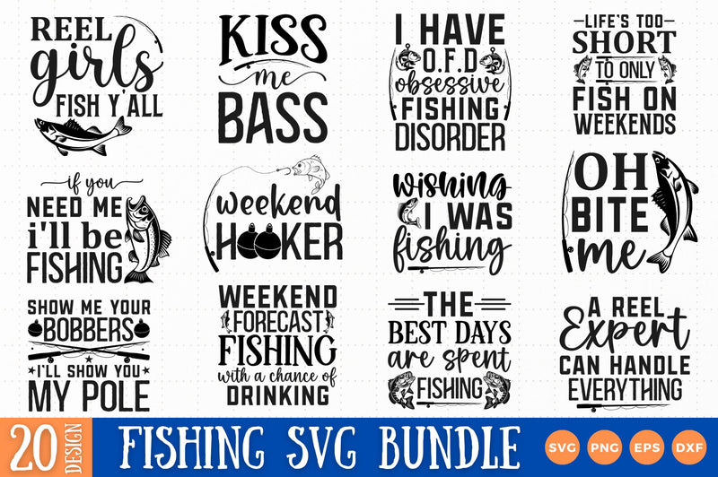 Fishing SVG Bundle SVG Regulrcrative 
