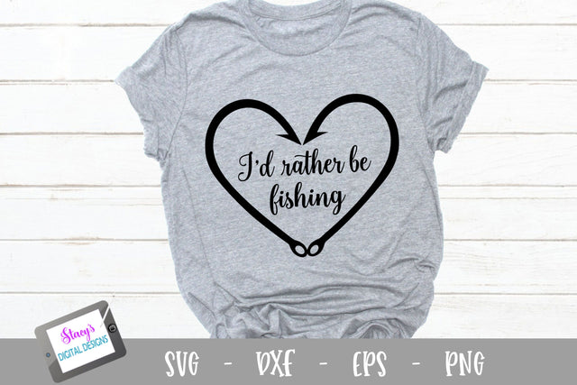 Fishing SVG - I'd rather be fishing SVG with hooks - heart SVG Stacy's Digital Designs 