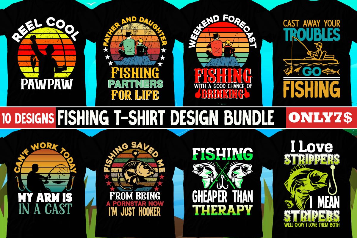 Hooked for Life Funny Fishing Bass Fish Design T-Shirt