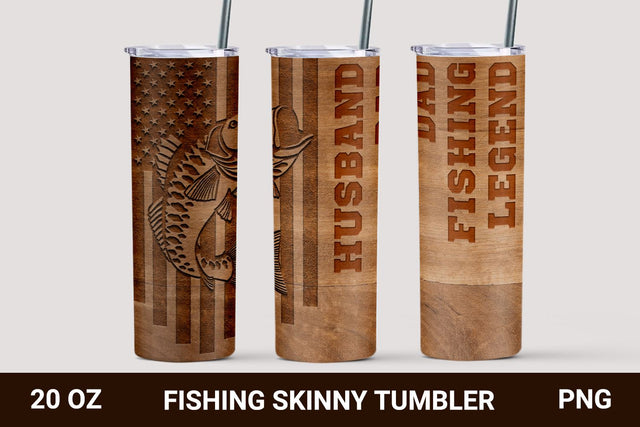 Fishing tumbler, Husband Dad fishing legend, 20 oz skinny tumbler Sublimation KMarinaDesign 