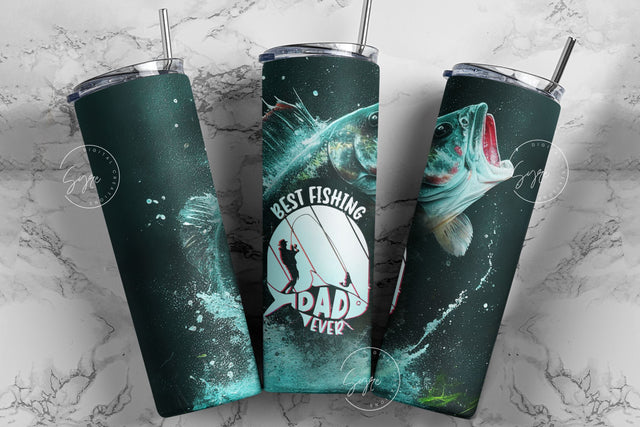 Fishing Tumbler Wrap PNG, Bass Fish Tumbler, Best Fishing Dad, Fathers Day Tumbler, 20oz Skinny Tumbler Design, Seamless Sublimation Design Sublimation Syre Digital Creations 