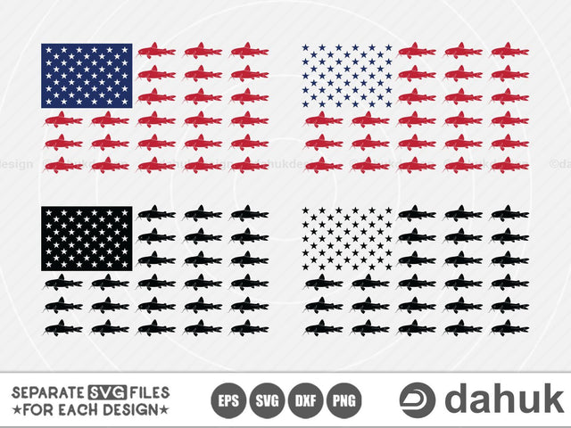 Fishing usa flag svg | Catfish flag svg | American Flag Fish svg | Silhouette | Clipart | Cuttable Design | SVG | PNG | Memorial Day SVG dahukdesign 