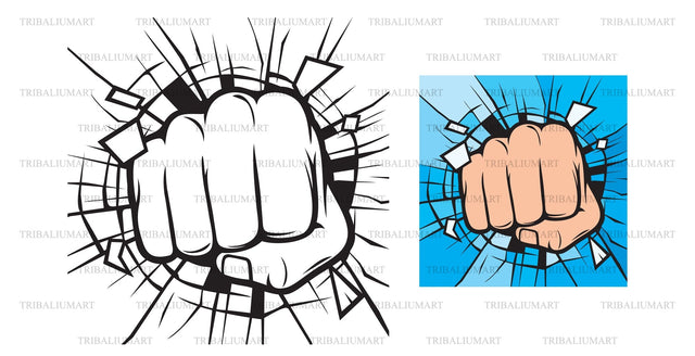 Fist breaking through glass SVG TribaliumArtSF 
