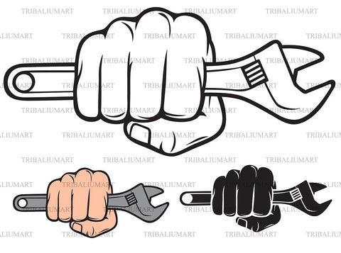 Fist holding adjustable wrench SVG TribaliumArtSF 