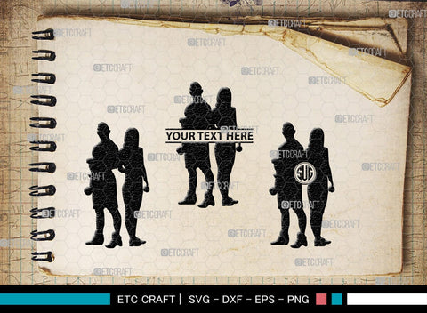 Fitness Couple Monogram, Fitness Couple Silhouette, Fitness Couple SVG, Fitness Svg, Couple Svg, Exercising Svg, SB00361 SVG ETC Craft 