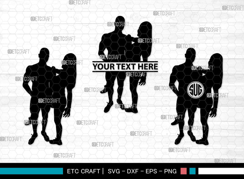 Fitness Couple Monogram, Fitness Couple Silhouette, Fitness Couple SVG, Fitness Svg, Couple Svg, Exercising Svg, SB00361 SVG ETC Craft 