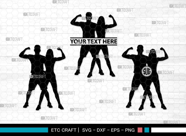 Fitness Couple Monogram, Fitness Couple Silhouette, Fitness Couple SVG, Fitness Svg, Couple Svg, Exercising Svg, SB00361 SVG ETC Craft 