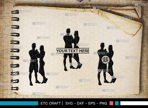 Fitness Couple Monogram, Fitness Couple Silhouette, Fitness Couple SVG, Fitness Svg, Couple Svg, Exercising Svg, SB00361 SVG ETC Craft 