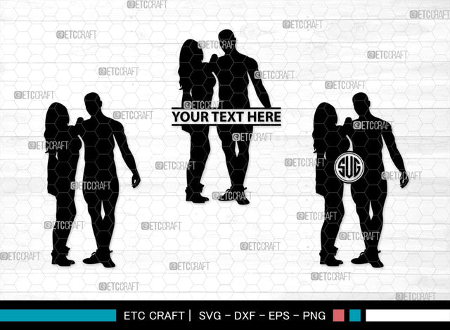 Fitness Couple Monogram, Fitness Couple Silhouette, Fitness Couple SVG, Fitness Svg, Couple Svg, Exercising Svg, SB00361 SVG ETC Craft 
