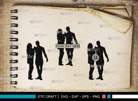 Fitness Couple Monogram, Fitness Couple Silhouette, Fitness Couple SVG, Fitness Svg, Couple Svg, Exercising Svg, SB00361 SVG ETC Craft 