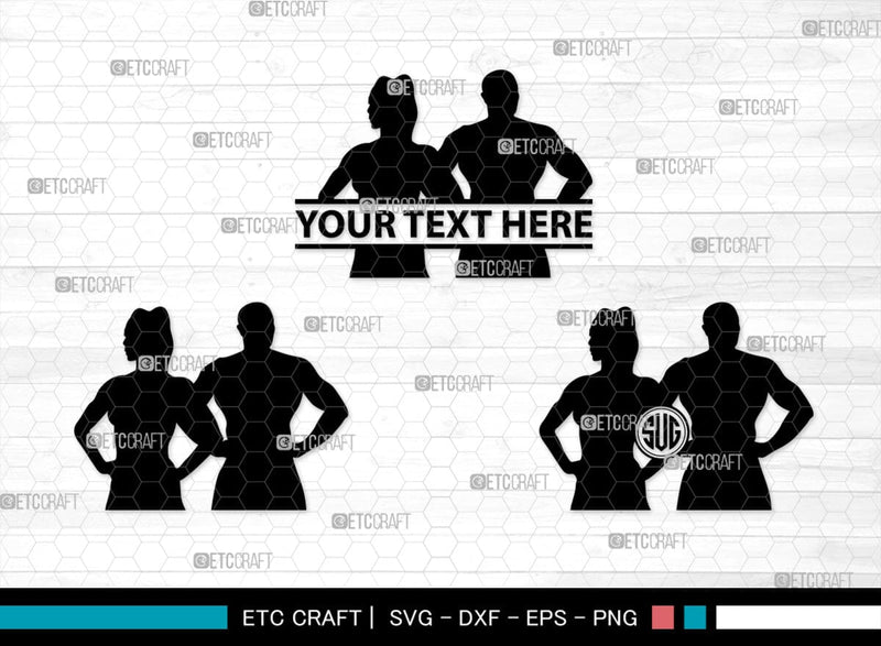 Fitness Couple Monogram, Fitness Couple Silhouette, Fitness Couple SVG, Fitness Svg, Couple Svg, Exercising Svg, SB00361 SVG ETC Craft 