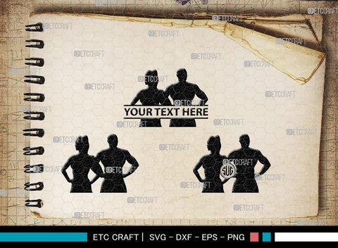 Fitness Couple Monogram, Fitness Couple Silhouette, Fitness Couple SVG, Fitness Svg, Couple Svg, Exercising Svg, SB00361 SVG ETC Craft 